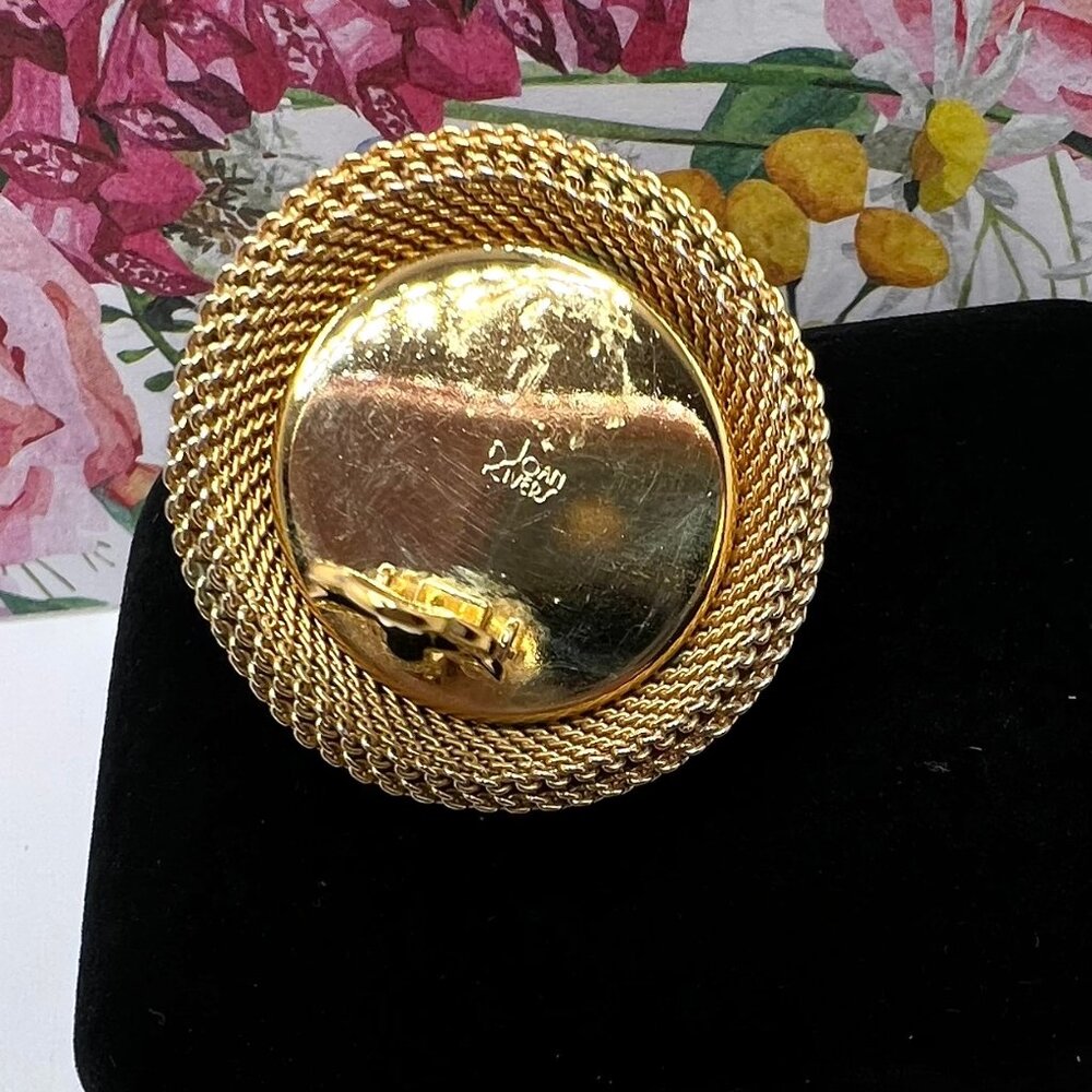 Joan Rivers Gold Mesh and Pearl Over Sized CLIP Earrings - Picture 5 of 5